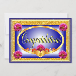 Beautiful blue floral design congratulations invitation