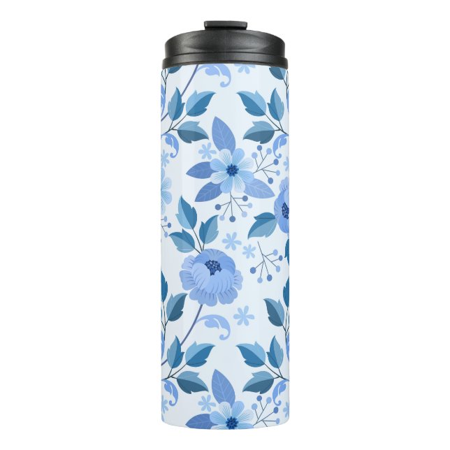 beautiful blue Floral Design gift pattern for her Thermal Tumbler (Front)