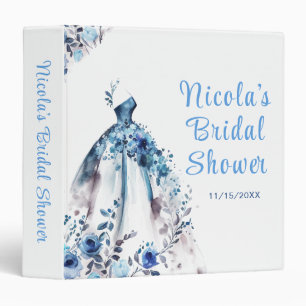 Beautiful Blue Floral Dress Bridal Shower Photo  Binder