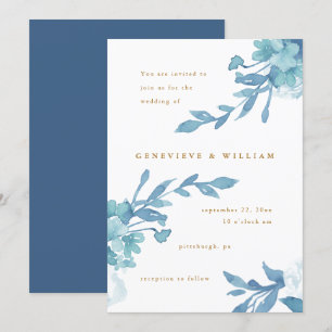Beautiful Blue Floral with Gold Colour Text Invitation