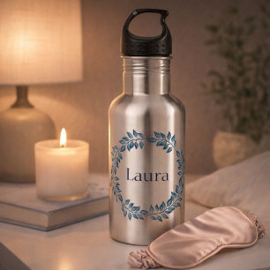 Beautiful Blue Floral Wreath Customize 532 Ml Water Bottle