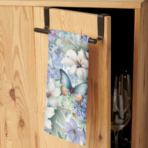 Beautiful Blue Florals & Butterflies Kitchen Towel