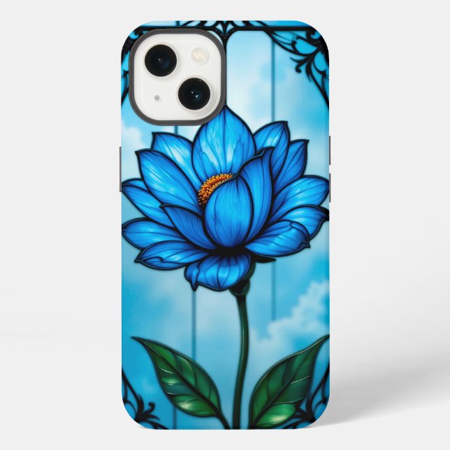 Beautiful blue flower, iPhone case (Back)