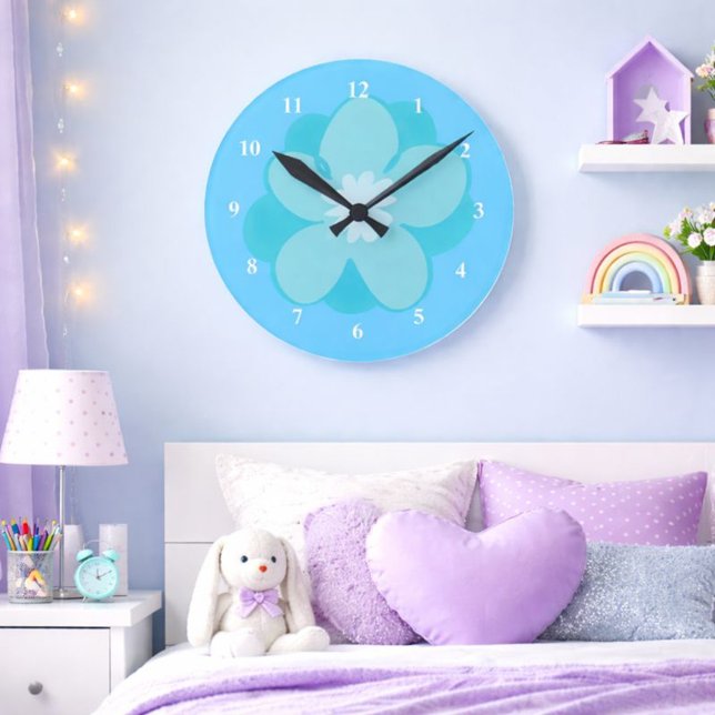 Beautiful Blue Flower Round Clock (Creator Uploaded)