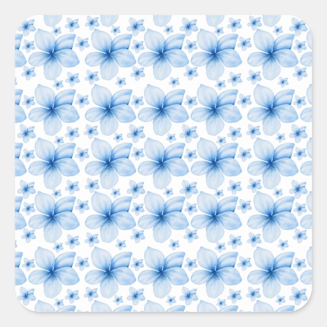Beautiful Blue Flower Seamless Pattern Square Sticker (Front)