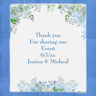 Beautiful blue flower thank you  wine label