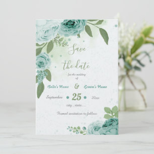 beautiful blue flowers greenery botanical save the date