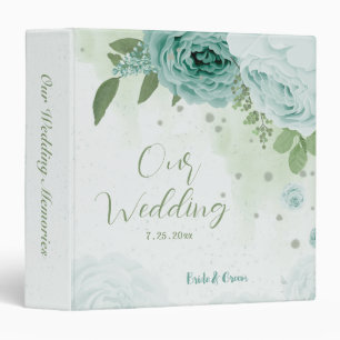 beautiful blue flowers greenery botanical wedding binder