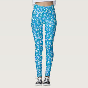 Beautiful Blue Geometric Pattern Leggings