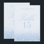 Beautiful Blue Glitter Wedding Table Number Cards<br><div class="desc">Beautiful Blue Glitter Wedding Table Number Cards. Glamourous,  Glitter with sparkling baby blue,  this table card coordinates with our Glitter Wedding and Bridal Shower decor. For more customization,   using the "customize" tool on zazzle. Additional colour options are available in our shop on Zazzle at MetroEvents. Designed by Metro-Event.com</div>