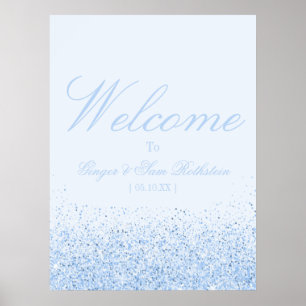 Beautiful Blue Glitter Welcome Poster
