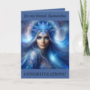 Beautiful Blue Goddess Congratulations Card