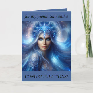 Beautiful Blue Goddess Congratulations Card