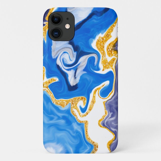 Beautiful Blue, Gold and White Swirls like Water   Case-Mate iPhone Case (Back)