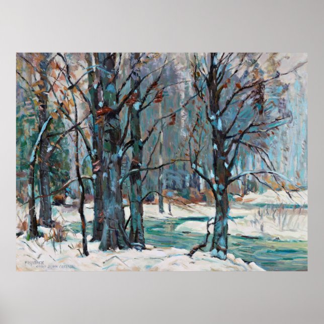  Beautiful Blue Grey Winter Snow Scene Poster (Front)