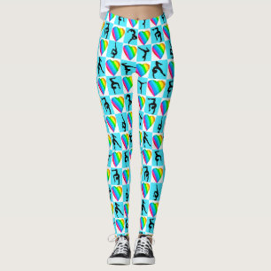 BEAUTIFUL BLUE GYMNASTICS GIRL LEGGINGS