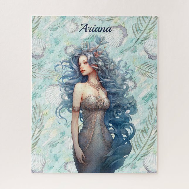 Beautiful Blue-Haired Mermaid  Jigsaw Puzzle (Vertical)