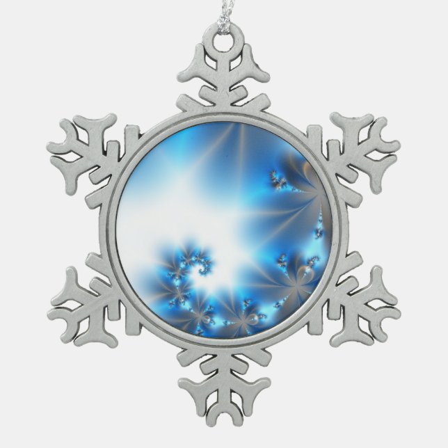 Beautiful Blue Holiday Snowflake Ornament (Front)