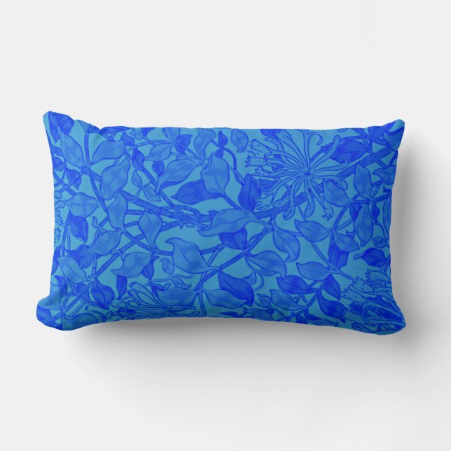 Beautiful Blue Honeysuckle Pattern by W. Morris Lumbar Pillow (Front)