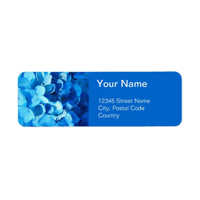 beautiful blue hydrangea flowers address labels. (Front)