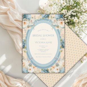 Beautiful Blue Hydrangeas Floral Bridal Shower Invitation