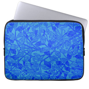 Beautiful blue indigo honeysuckle pattern laptop sleeve