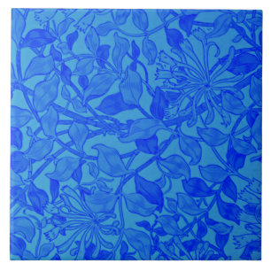 Beautiful blue indigo honeysuckle pattern tile