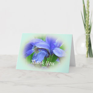 beautiful blue iris flower thank you card. card