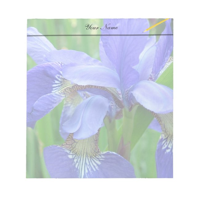 beautiful blue iris flowers notepad (Front)