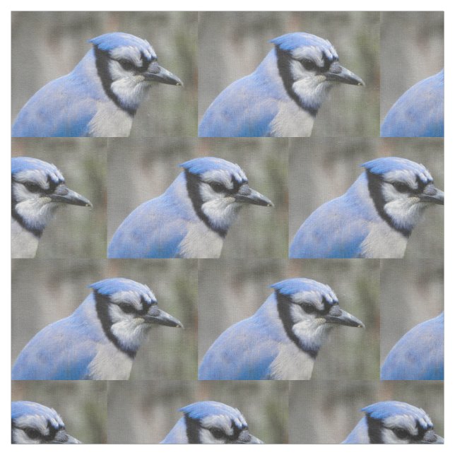 Beautiful Blue Jay Closeup Fabric (Swatch)