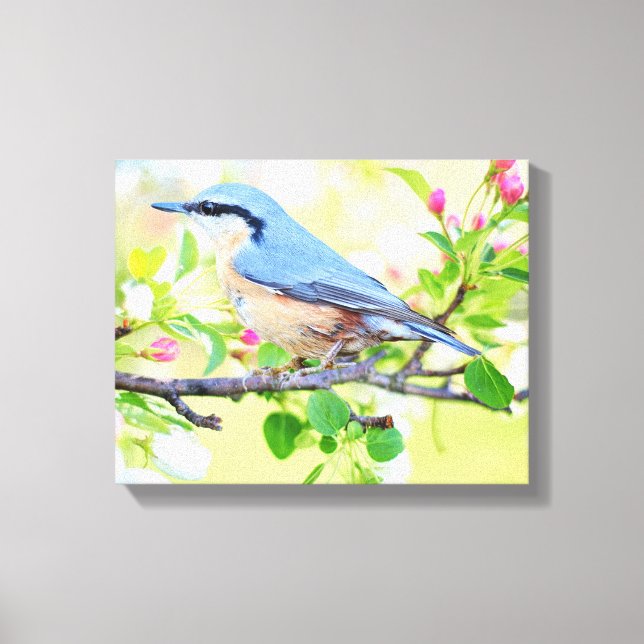 Beautiful Blue Jay on a Branch of Berries Canvas Print (Front)