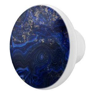 Beautiful blue lapis lazuli geode inspired  ceramic knob
