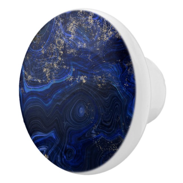Beautiful blue lapis lazuli geode inspired  ceramic knob (Right)