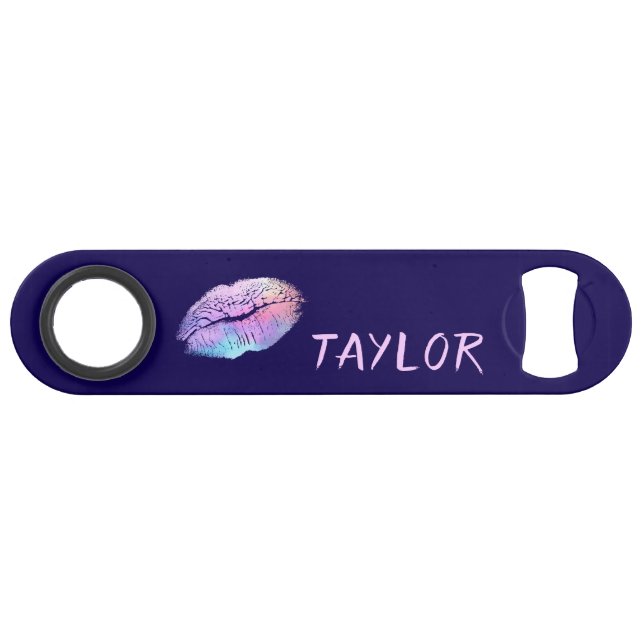 Beautiful Blue lipstick print Bar Key (Front (Horizontal))