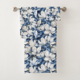 Beautiful Blue Magnolia Bath Towel Set