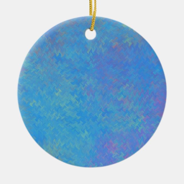 Beautiful Blue Marbled Paper Look Ceramic Ornament (Front)