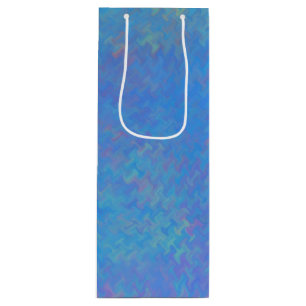 Beautiful Blue Marbled Paper Look Wine Gift Bag