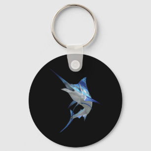 Beautiful Blue Marlin Fishing Short Sleeve Keychain