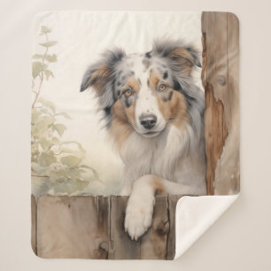 Beautiful Blue Merle Aussie Sherpa Blanket