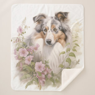 Beautiful Blue Merle Sheltie Sherpa Blanket