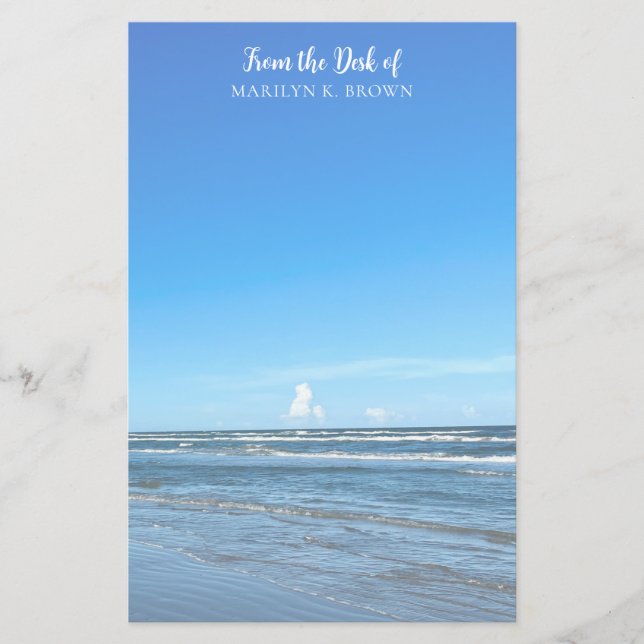 Beautiful Blue Ocean Waves Seashore Photography Stationery (Front)