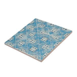Beautiful blue offwhite watercolor pattern  tile
