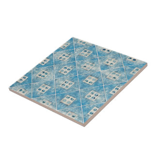 Beautiful blue offwhite watercolor pattern  tile
