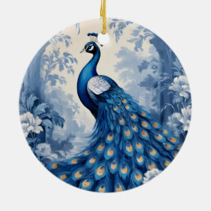 Beautiful blue peacock ceramic ornament