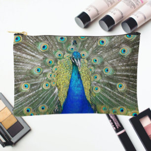 Beautiful Blue Peacock Feather Plumage Accessory Pouch