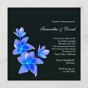 Beautiful Blue Plumeria Wedding Invitation