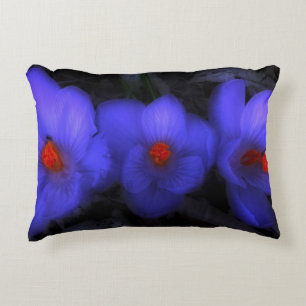 Beautiful Blue Purple Crocus Blooms Decorative Pillow