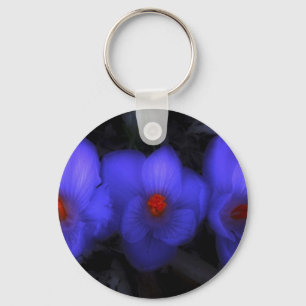 Beautiful Blue Purple Crocus Blooms Keychain