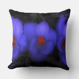 Beautiful Blue Purple Crocus Blooms Throw Pillow