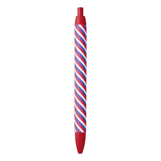 Beautiful Blue Red White Stripes Black Ink Pen (Front Vertical)